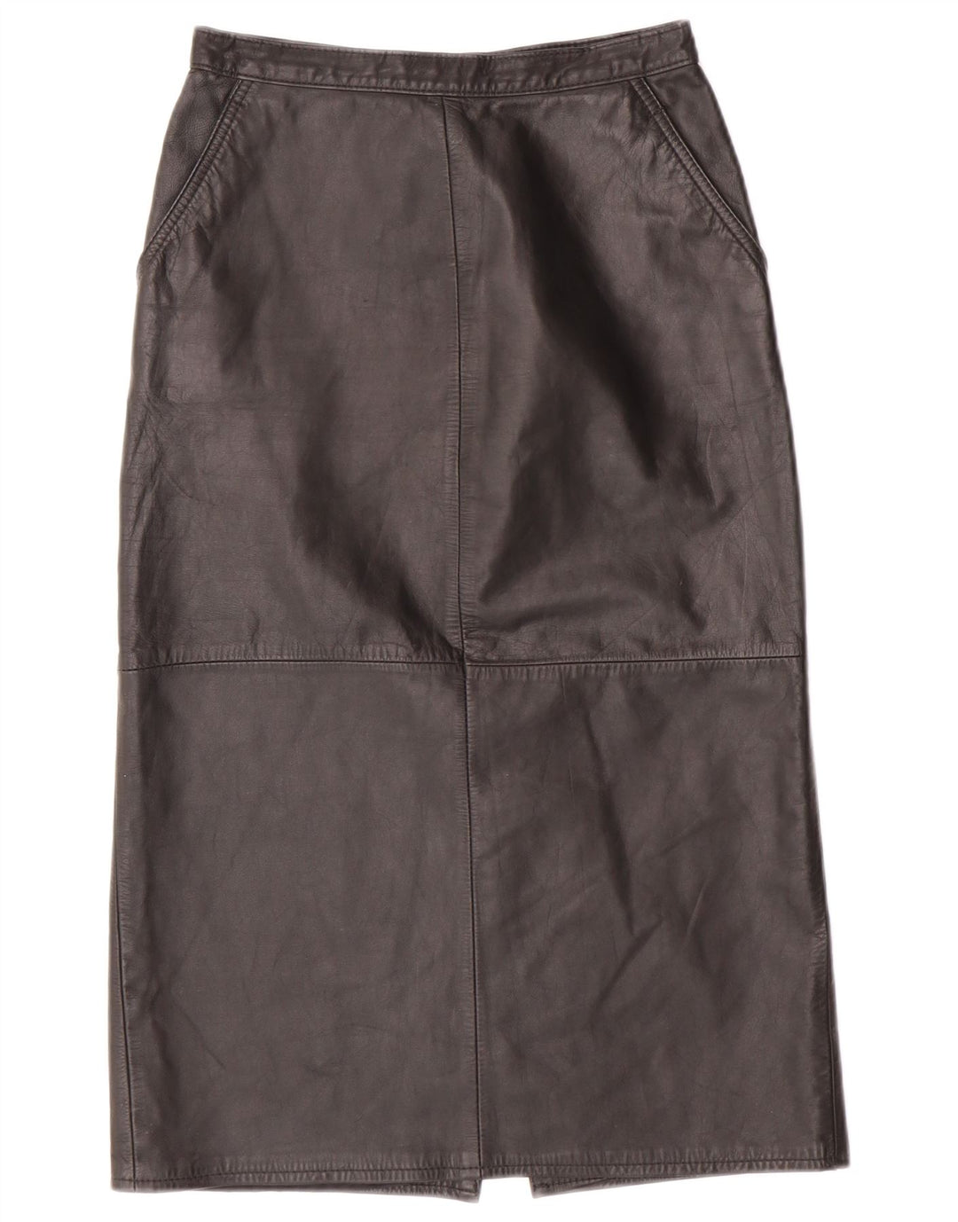 CHALICE Womens High Waist Leather Skirt UK 8 Small W24  Black Leather