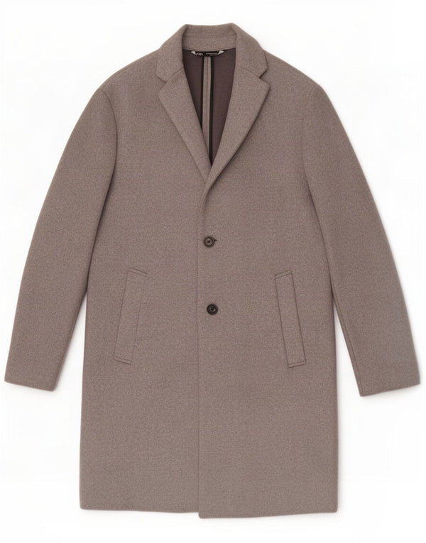 Zara Mens Overcoat UK 14 Medium Grey