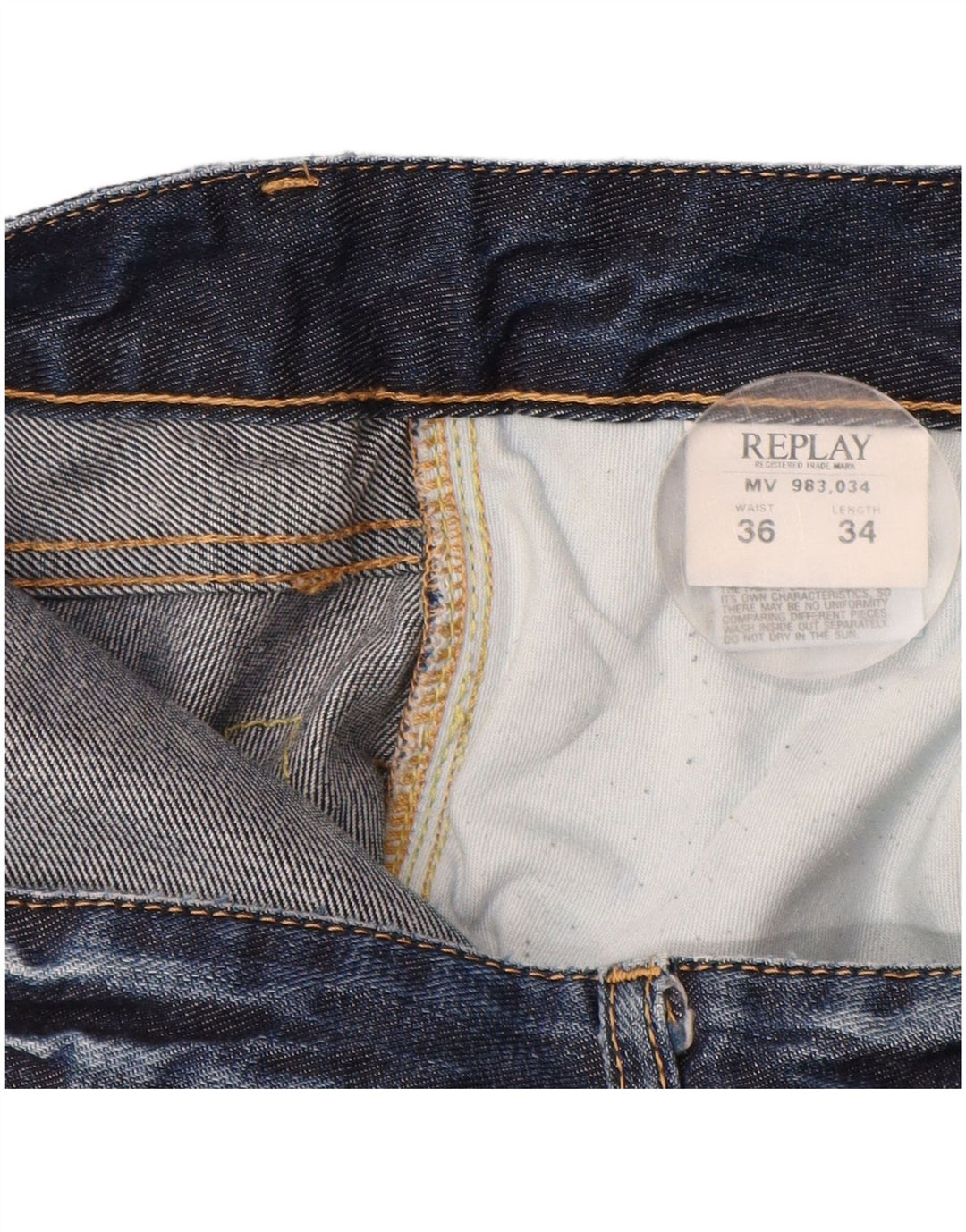 REPLAY Mens Bootcut Jeans W36 L34 Navy Blue Cotton