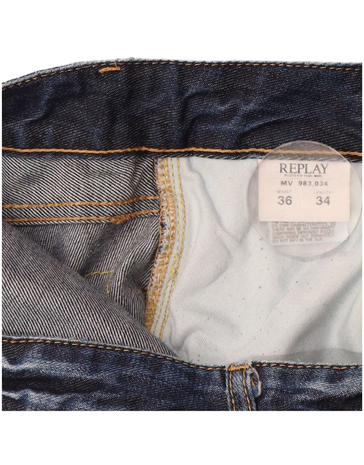 REPLAY Mens Bootcut Jeans W36 L34 Navy Blue Cotton