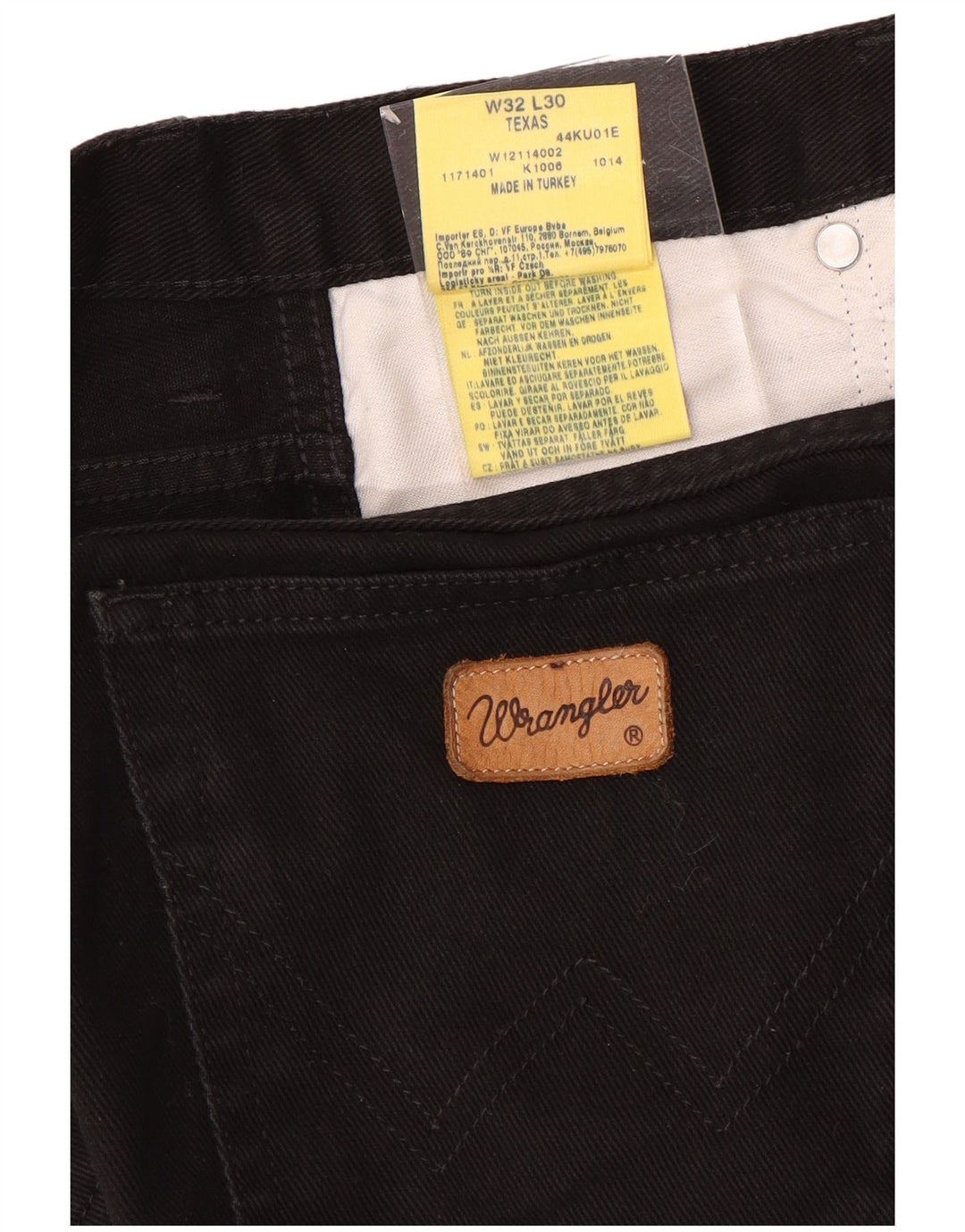 WRANGLER Mens Texas Straight Jeans W32 L30 Black Cotton