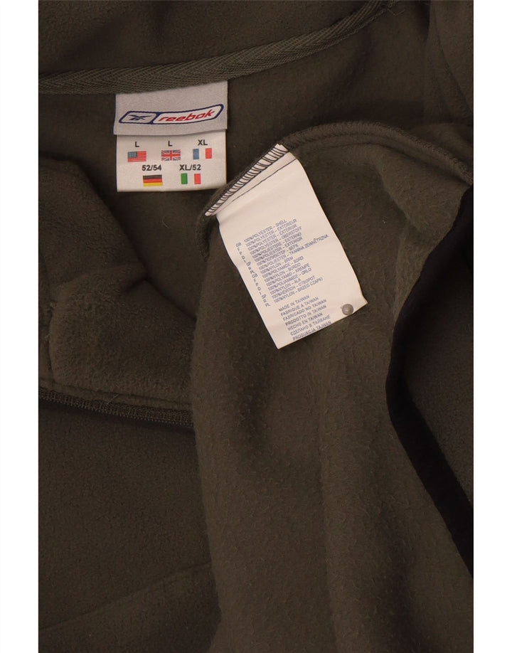 Reebok Mens Zip Neck Fleece Jumper Large Khaki Polyester