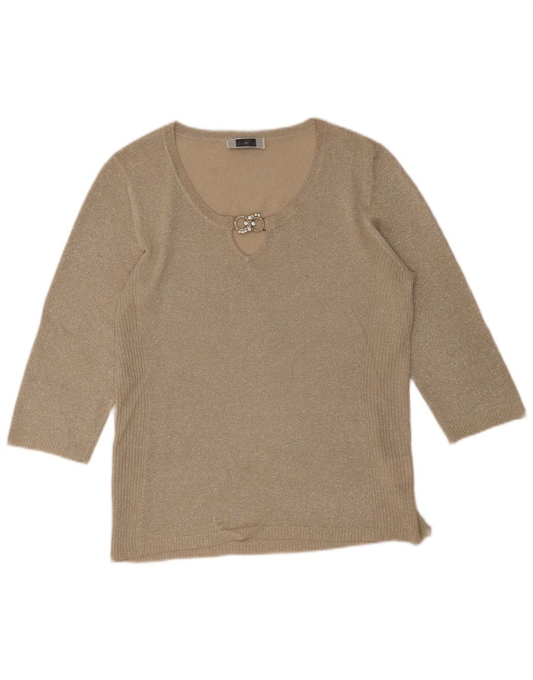 Perte by Krizia Womens Top 3/4 Sleeve UK 12 Medium Beige