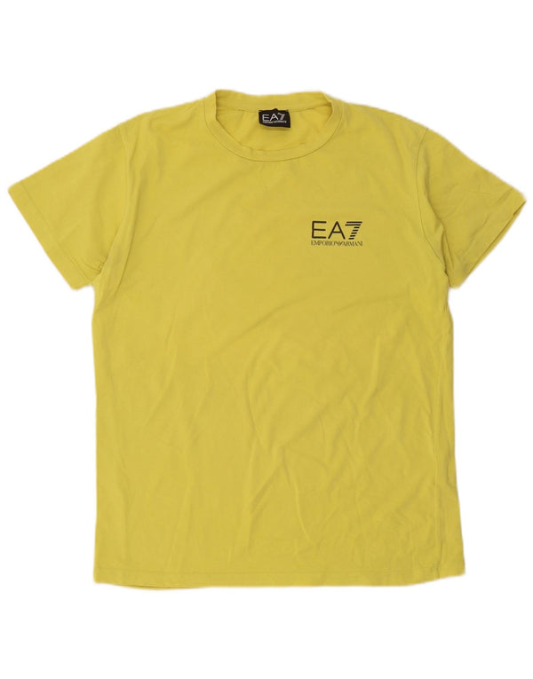 Emporio Armani Womens Graphic T-Shirt Top UK 14 Large Yellow Cotton