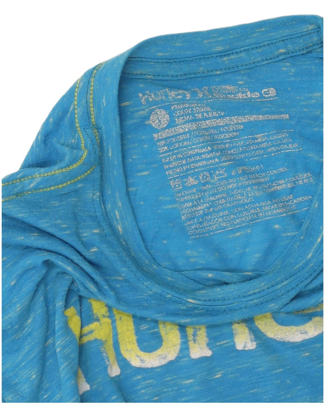 Hurley Mens Graphic T-Shirt Top Large Blue Flecked Cotton