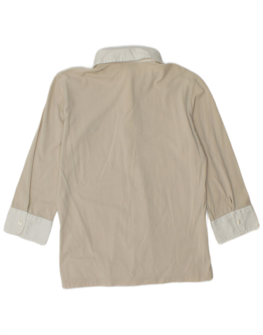 FRED PERRY Womens 3/4 Sleeve Pullover Shirt UK 14 Large Beige Colourblock