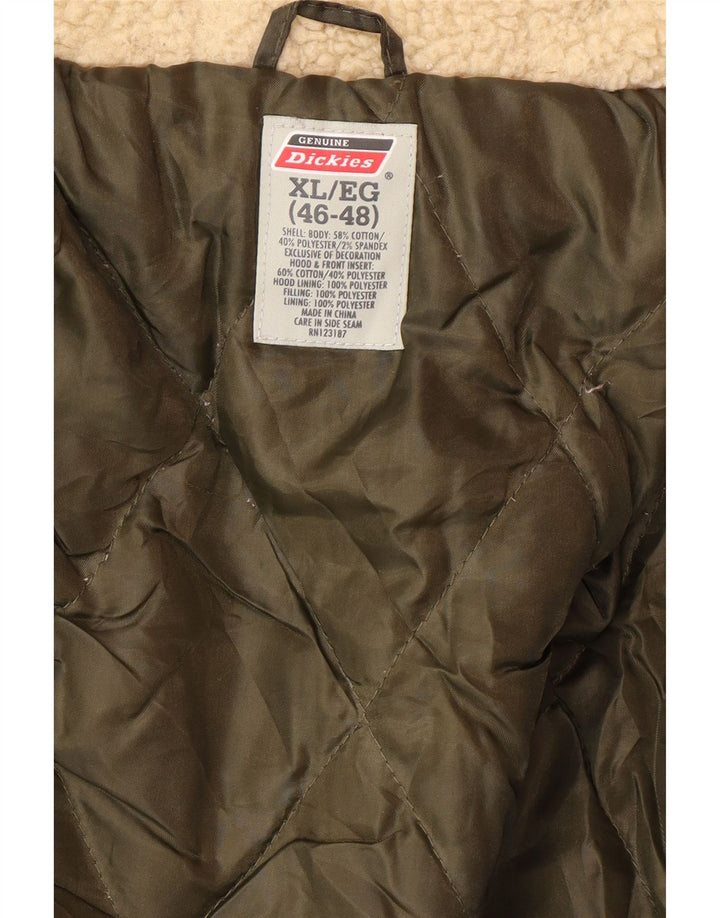 DICKIES Mens Hooded Utility Jacket UK 42 XL Khaki Colourblock Cotton