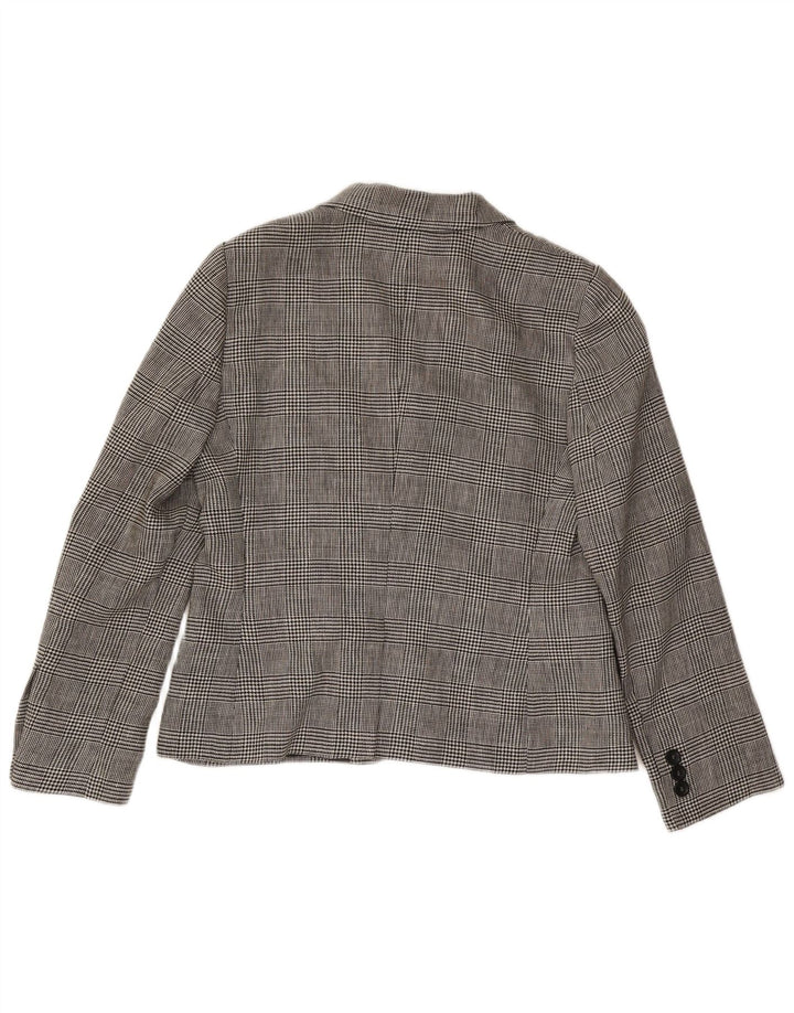 Luisa Spagnoli Womens 3 Button Blazer Jacket IT 46 Large Grey Houndstooth