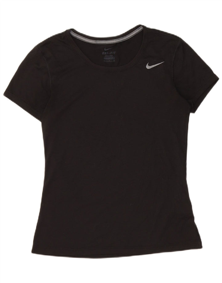 NIKE Womens Dri Fit T-Shirt Top UK 10 Small Black Polyester