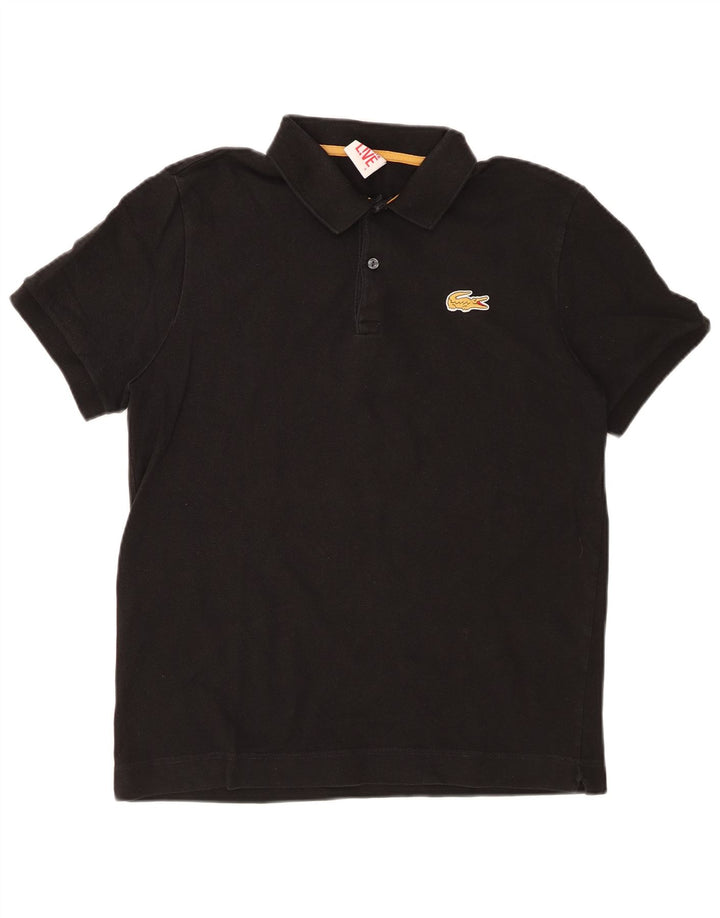 LACOSTE Mens Polo Shirt Size 5 Large Black Cotton