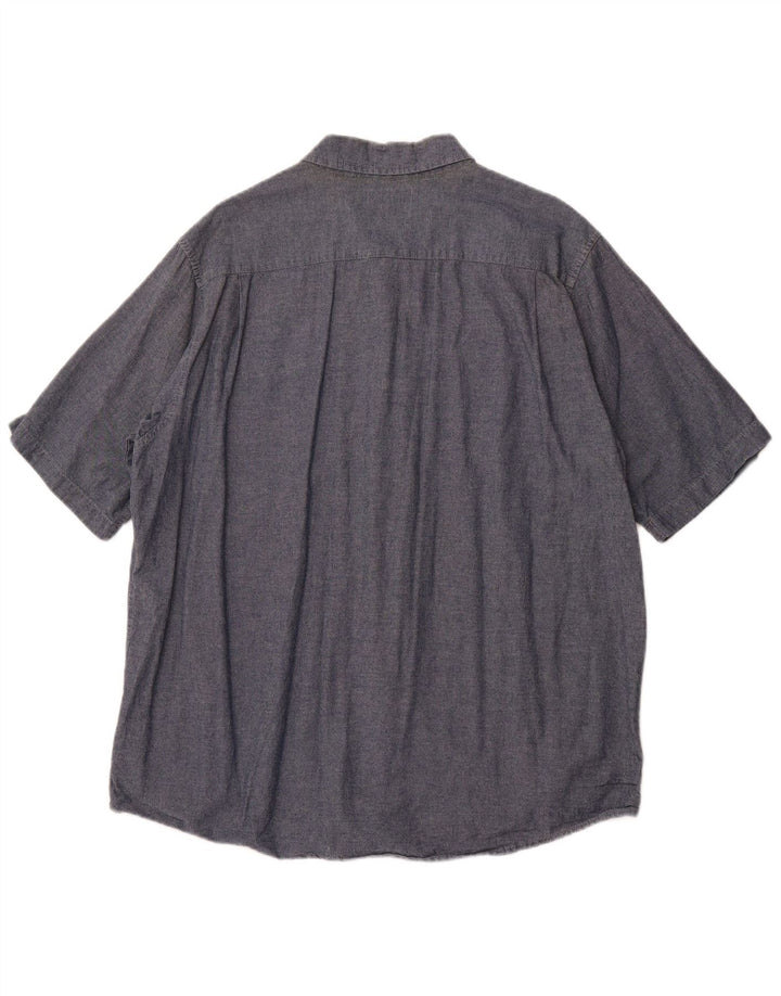 WRANGLER Mens Short Sleeve Shirt 2XL Blue Cotton