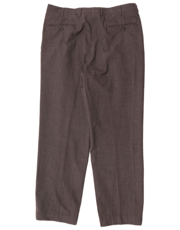 Yves Saint Laurent Mens Straight Suit Trousers W36 L30 Grey Polyester