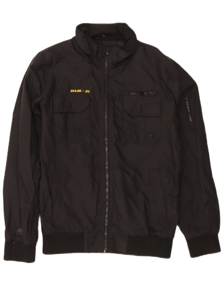 Jack & Jones Mens Bomber Jacket UK 38 Medium Black Nylon
