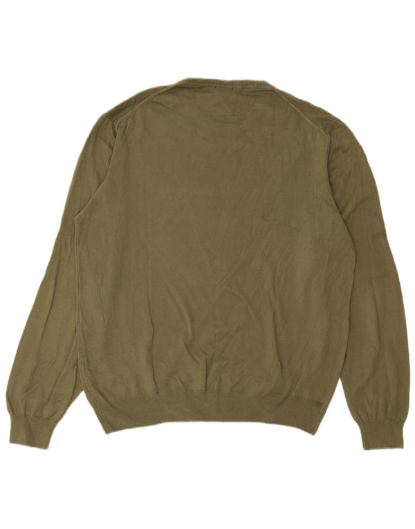 Conte of Florence Mens Crew Neck Jumper Sweater 2XL Green Cotton