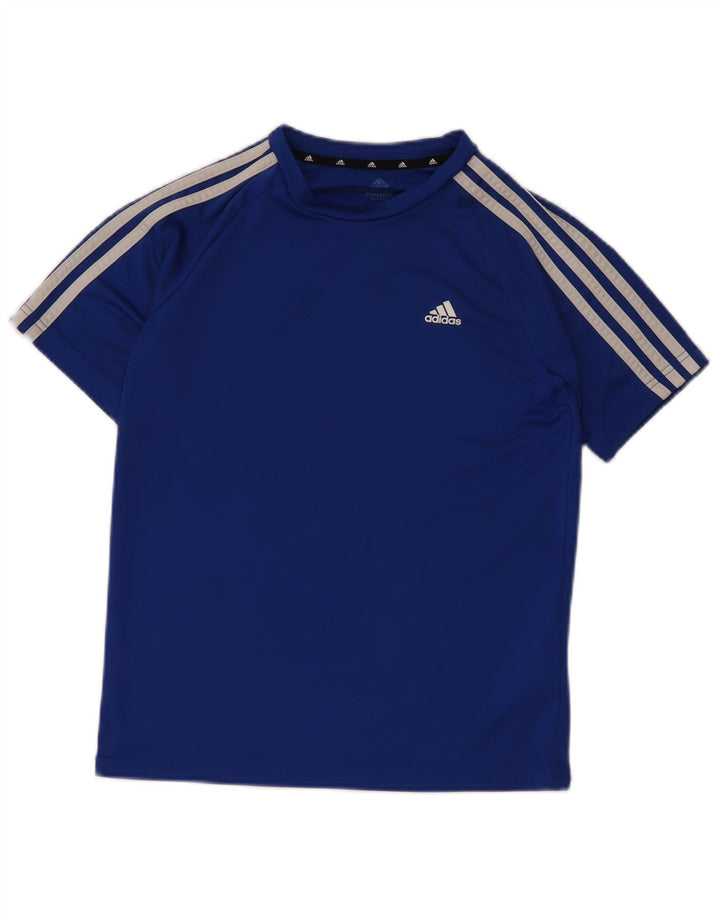 ADIDAS Boys Aeroready T-Shirt Top 13-14 Years Blue Polyester