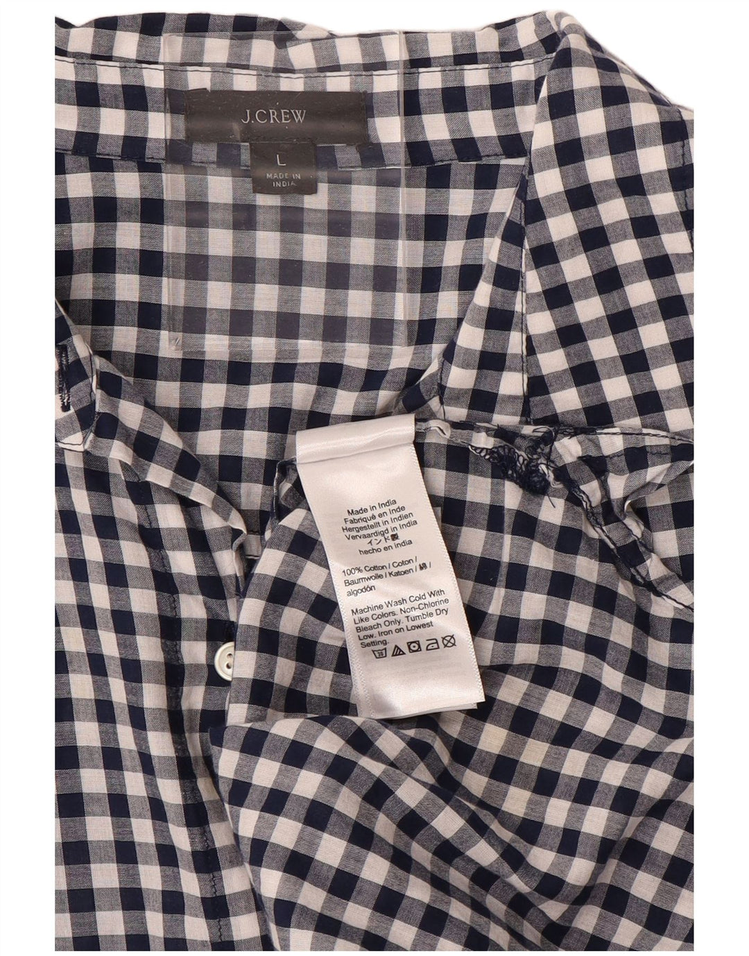 J. CREW Womens Shirt Dress UK 16 Large Navy Blue Gingham Cotton
