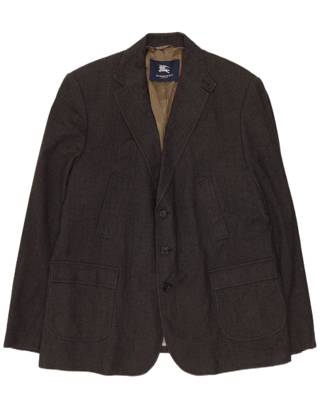 Burberry Mens 3 Button Blazer Jacket UK 42 XL Grey Herringbone Wool