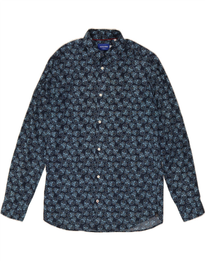 JACK & JONES Mens Graphic Shirt Large Navy Blue Cotton Vintage Jack & Jones and Second-Hand Jack & Jones from Messina Hembry 