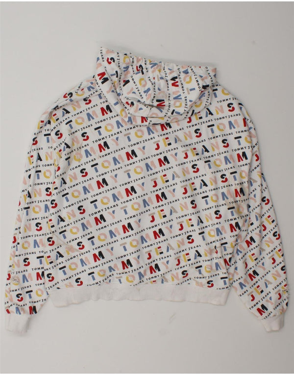 Tommy Hilfiger Womens Graphic Oversized Hoodie Jumper UK 18 XL White Cotton