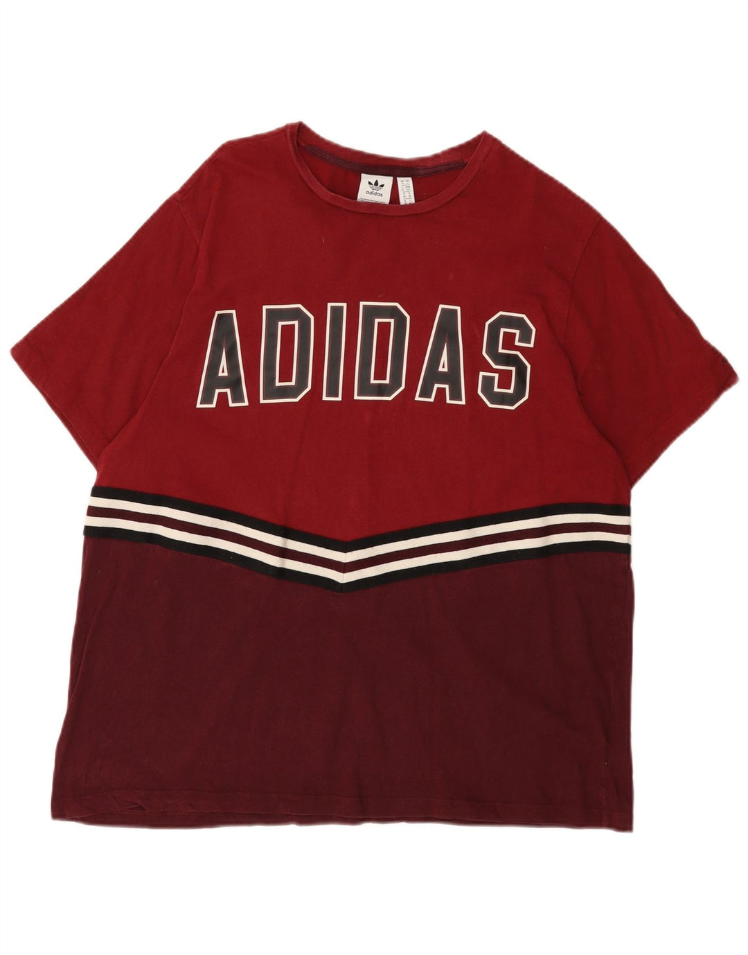 ADIDAS Womens Graphic T-Shirt Top UK Small 10 Burgundy Colourblock
