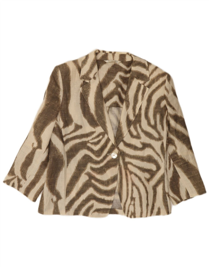 Vintage Womens Oversized 3/4 Sleeve Blazer Jacket UK 10 Small Brown