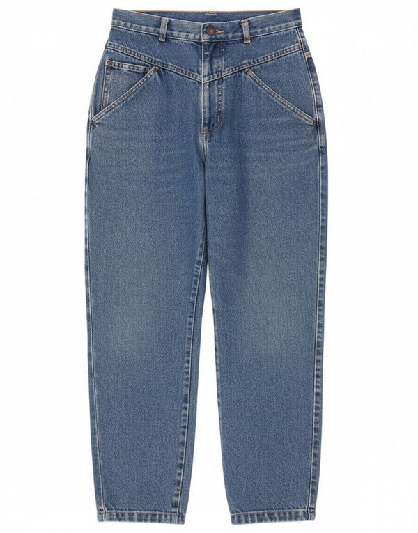 Benetton Womens High Waist Tapered Jeans IT 42 Medium W24 L26 Blue Cotton