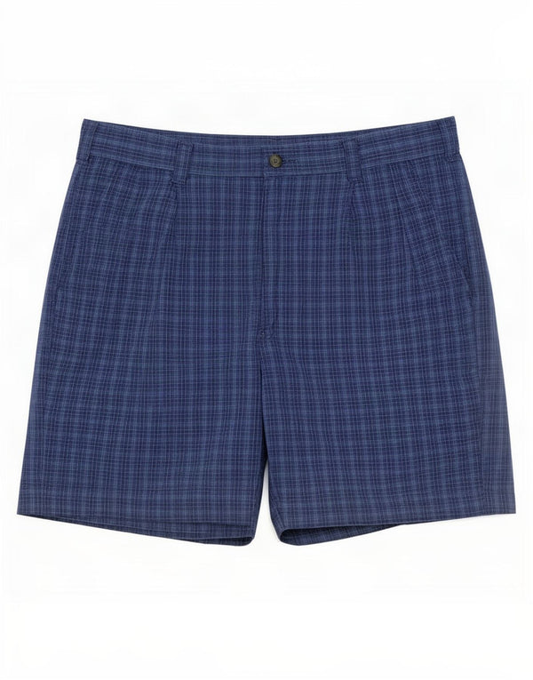 Marks & Spencer Mens Pegged Chino Shorts Large W34 Blue Check Cotton