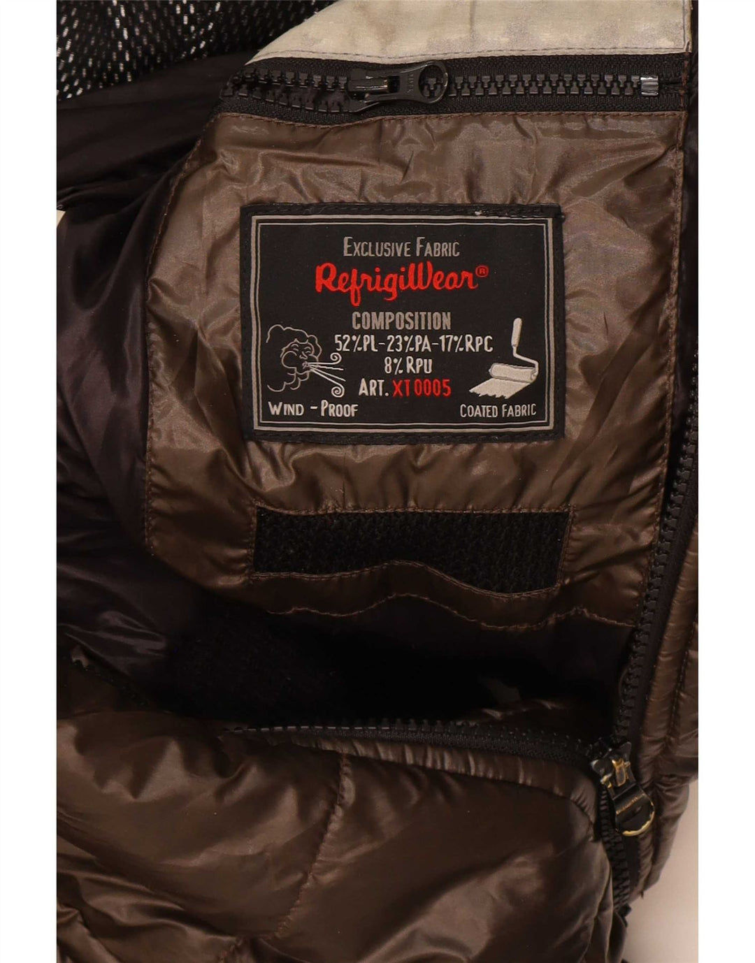 Refrigiwear Mens Sixty Hooded Padded Jacket UK 38 Medium Brown Polyester