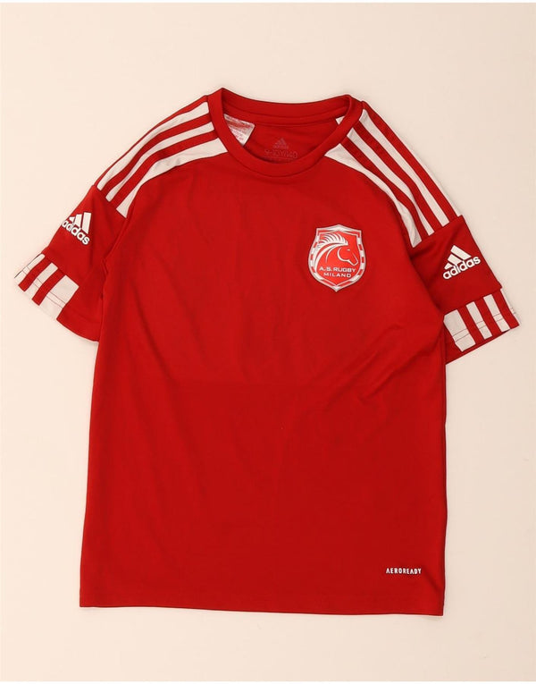 Adidas Boys A.S. Rugby Milano T-Shirt Top 9-10 Years Red Colourblock