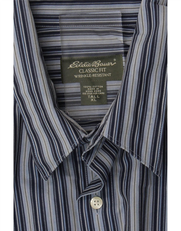 EDDIE BAUER Mens Tall Classic Fit Shirt XL Blue Striped Cotton