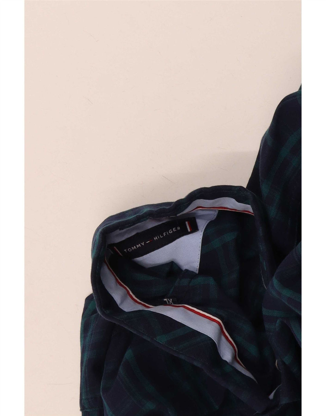 Tommy Hilfiger Mens Custom Fit Shirt XL Navy Blue Check