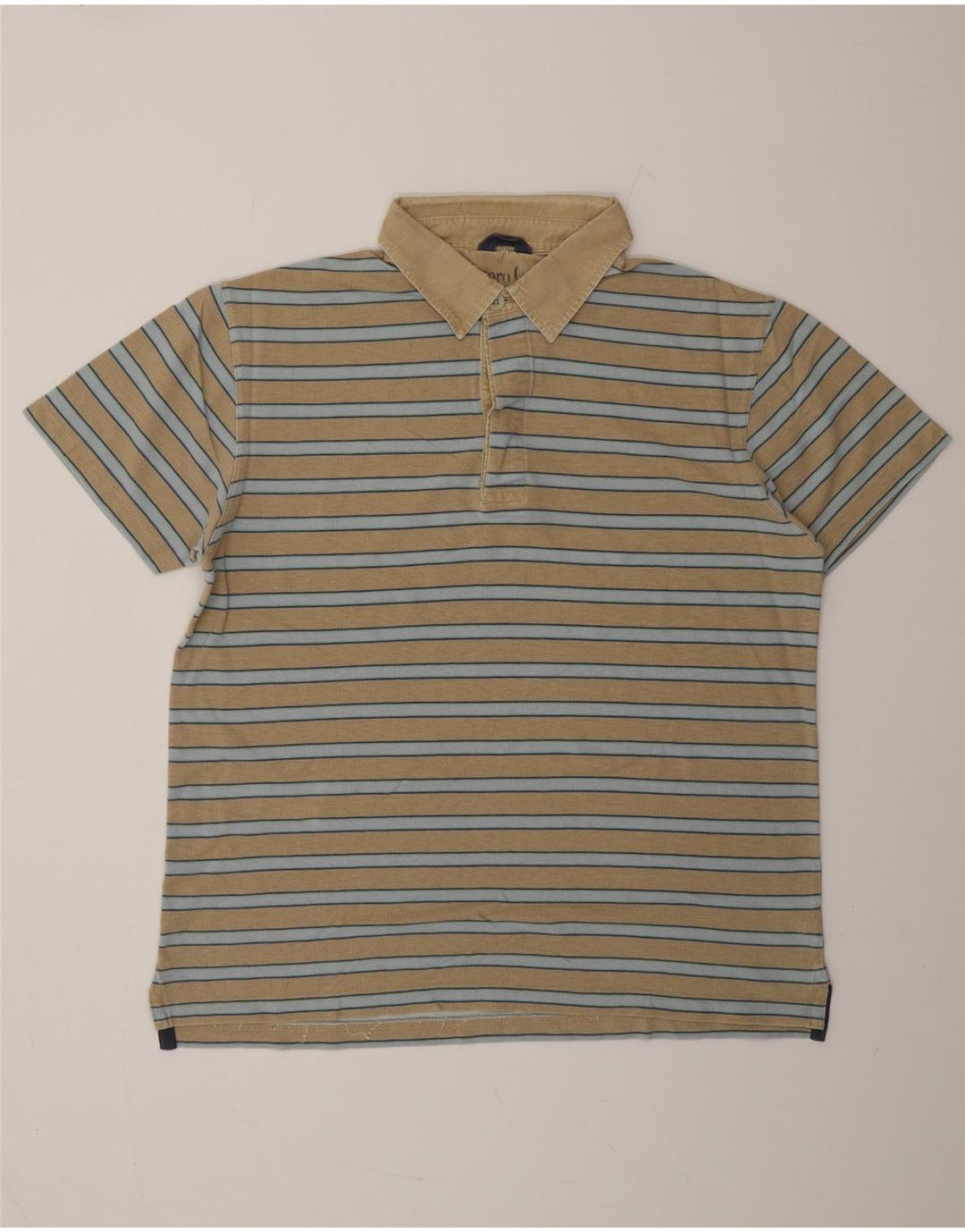 MARLBORO CLASSICS Mens Polo Shirt Large Beige Striped