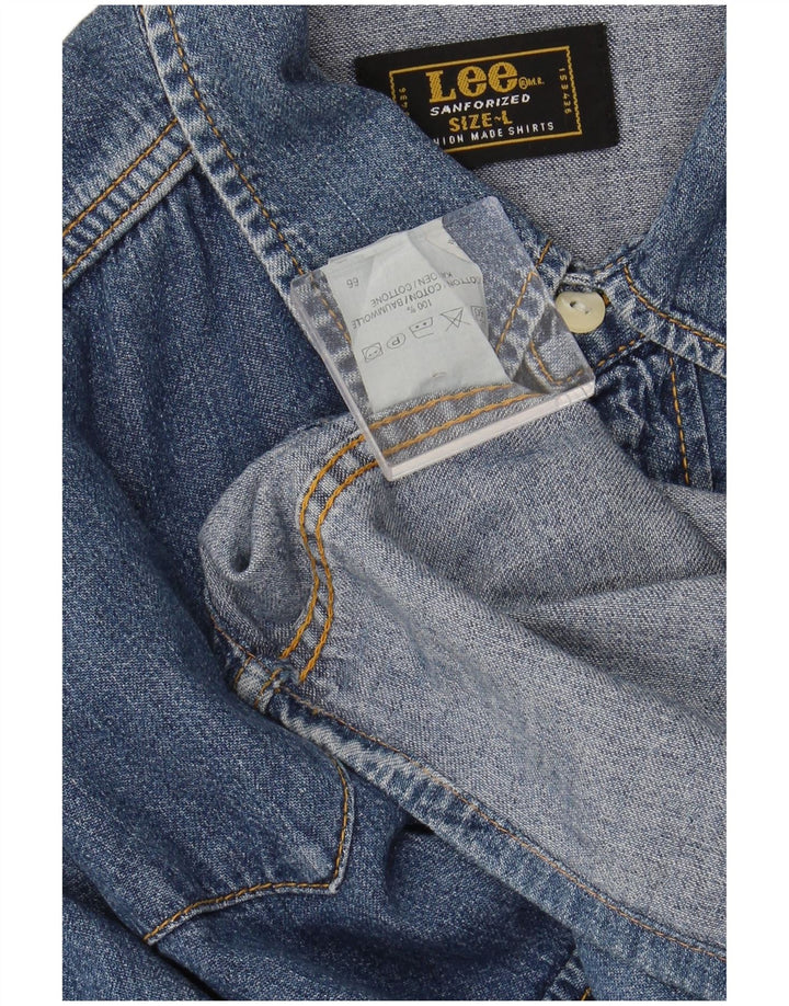 LEE Mens Denim Shirt Large Blue Cotton