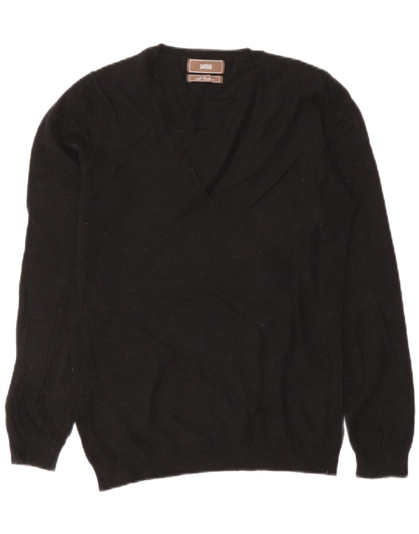 Marks & Spencer Womens V-Neck Jumper Sweater UK 12 Medium Black Viscose
