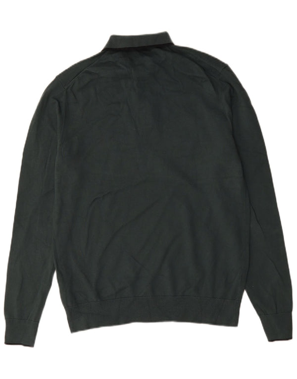 Marks & Spencer Mens Polo Neck Jumper Sweater Medium Green Cotton