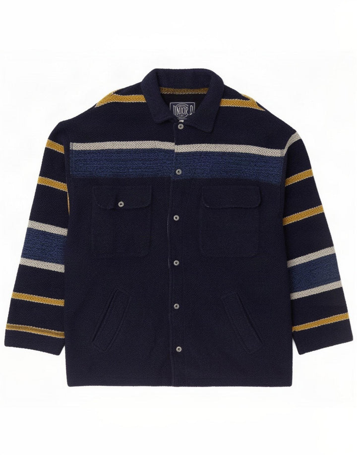 Junior.D Boys Bomber Jacket 15-16 Years Navy Blue Striped