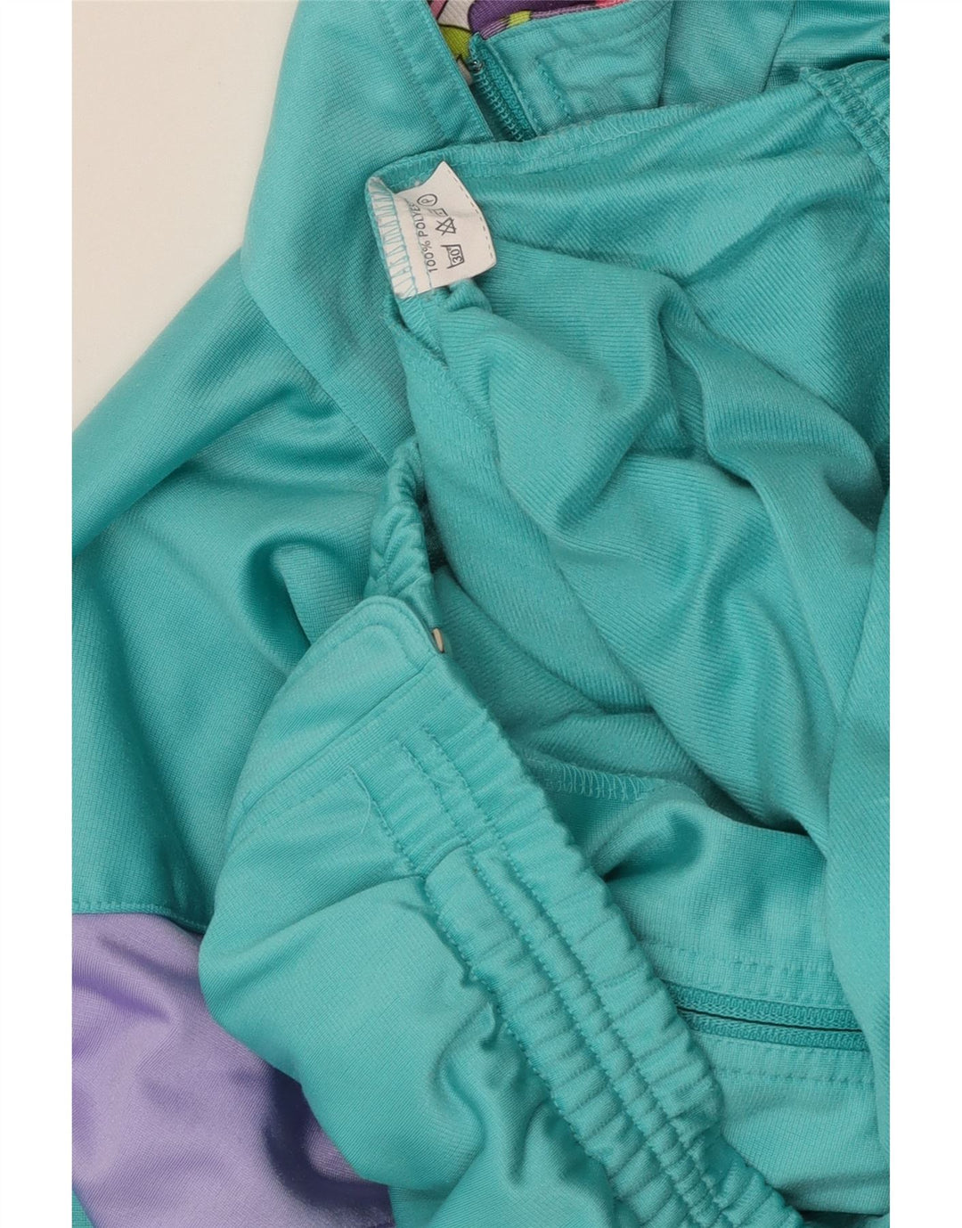 VINTAGE Womens Tracksuit Top Jacket UK 18 XL Turquoise Colourblock