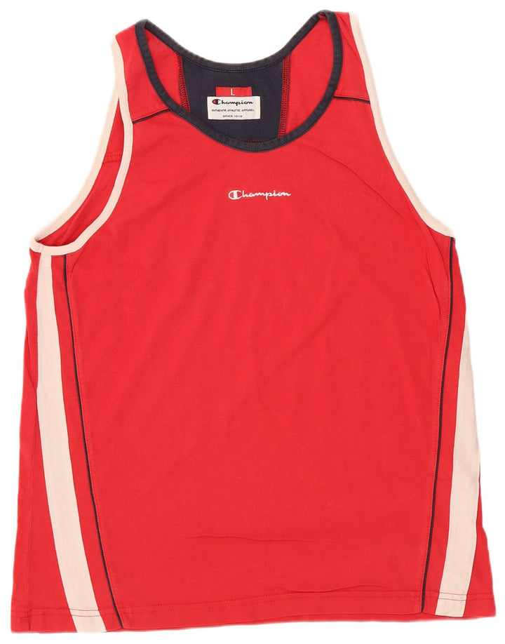 Champion Mens Vest Top Large Red Colourblock Cotton