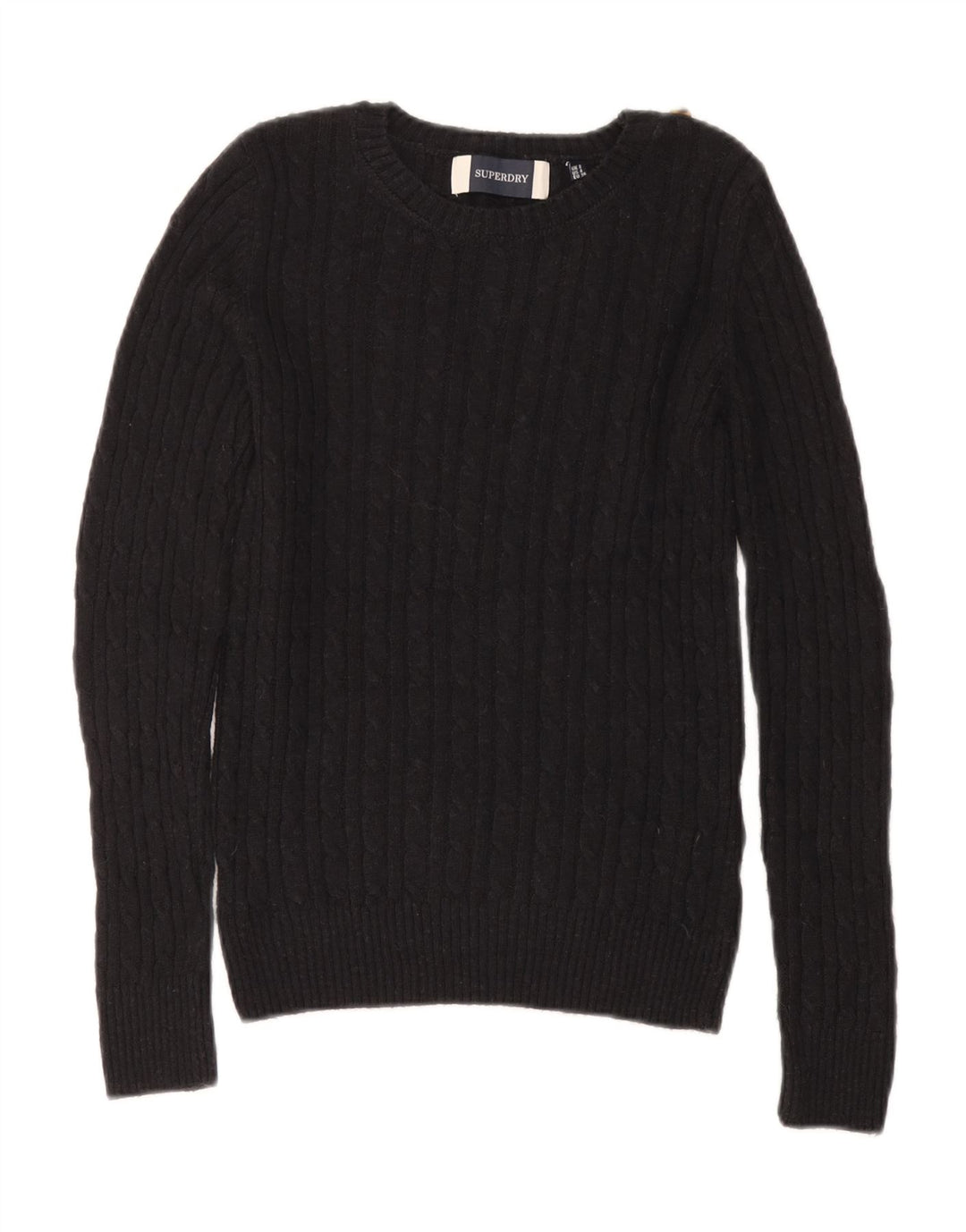 Superdry Womens Boat Neck Jumper Sweater UK 8 Small Black Acrylic