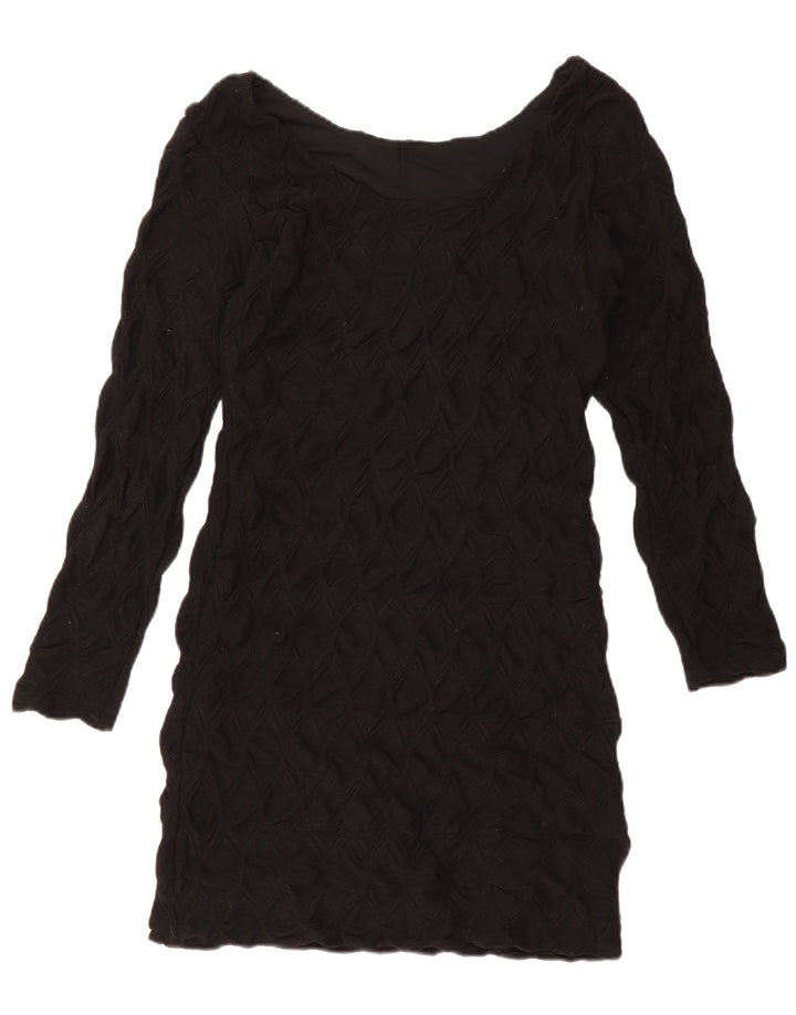 ZARA Womens Long Sleeve Sheath Dress UK 14 Large Black