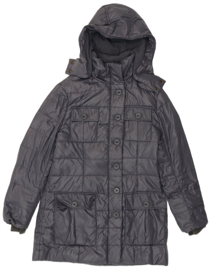 Armani Jeans Womens Hooded Padded Coat EU 38 Medium Grey