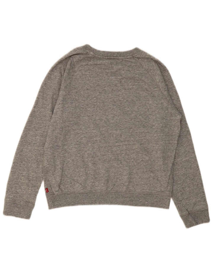 LEVI'S Womens Crop Graphic Sweatshirt Jumper UK 14 Medium Grey Flecked
