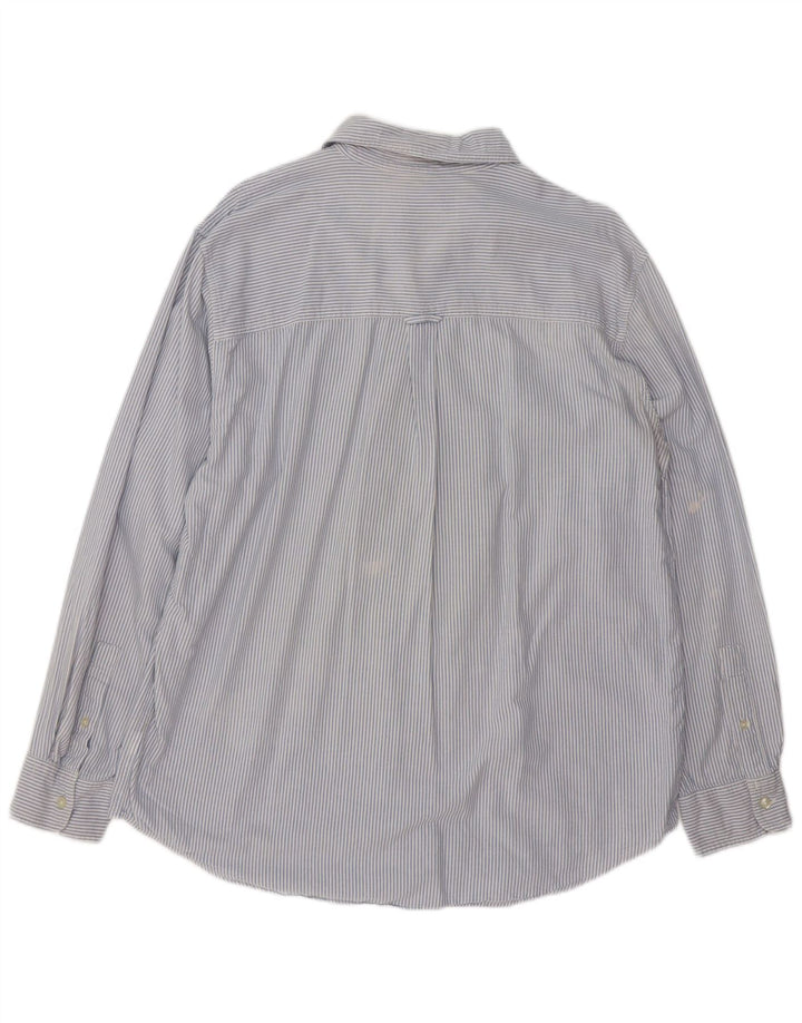 CHAPS Mens Shirt Large Blue Pinstripe Cotton
