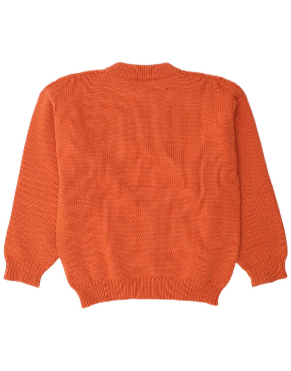 Trademark Mens Crew Neck Jumper Sweater Medium Orange Fair Isle Wool