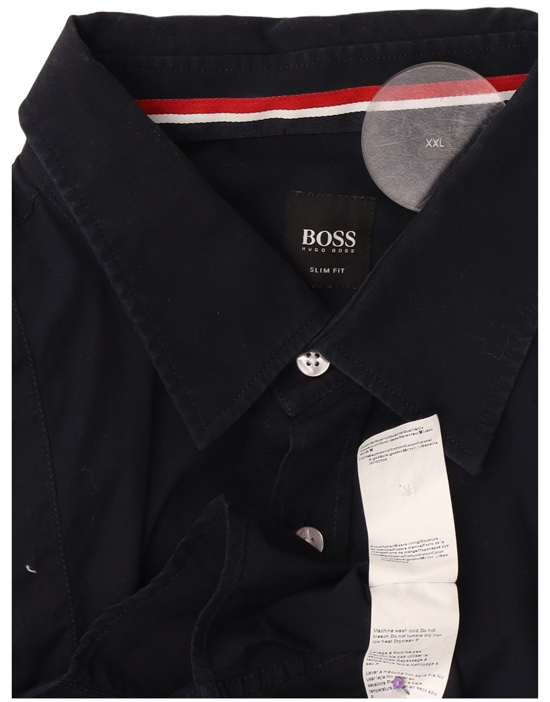 Hugo Boss Mens Slim Fit Shirt 2XL Navy Blue Cotton
