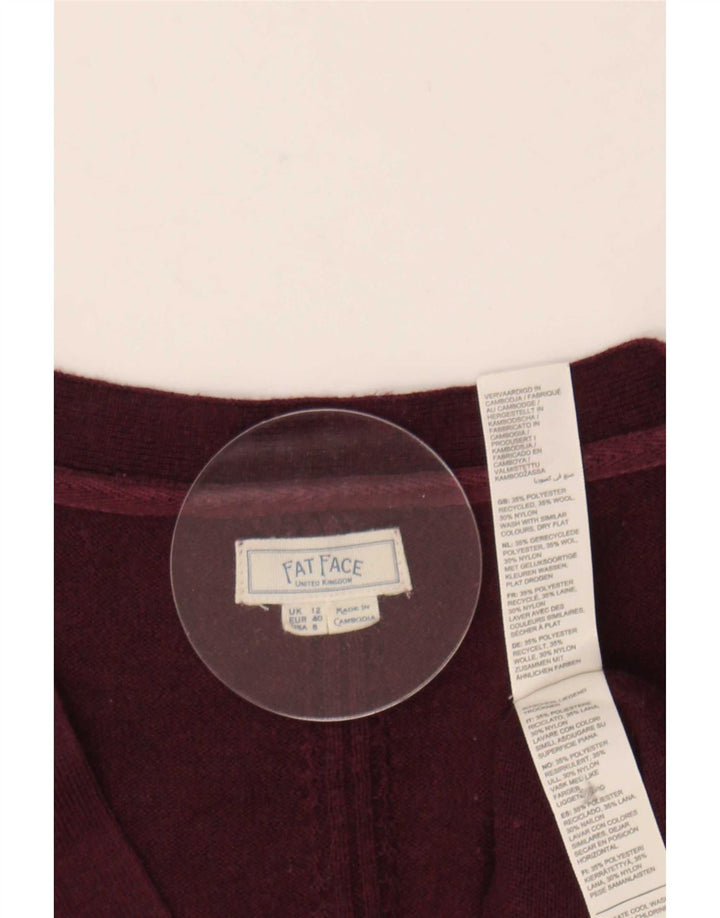 Fat Face Womens Cardigan Sweater UK 12 Medium Burgundy Polyester