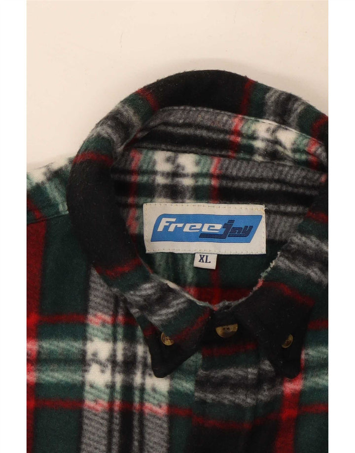 Vintage Mens Fleece Shirt XL Multicoloured Check Polyester