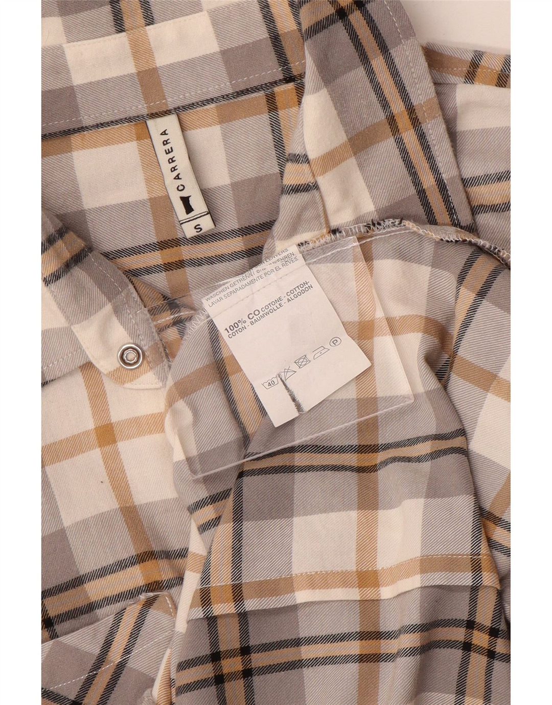 CARRERA Womens Flannel Shirt UK 10 Small Grey Check Cotton