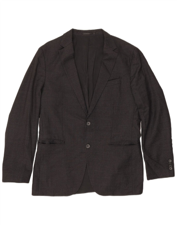 Hugo Boss Mens 2 Button Blazer Jacket UK 50 Large Black Virgin Wool