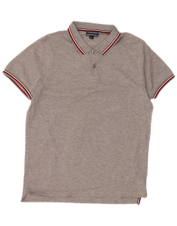 TOMMY HILFIGER Mens Polo Shirt Medium Grey Cotton